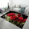 1Pcs Rose Pattern Floor Mat Modern Kitchen Polyester Rug Non-Slip Colorful Indoor Carpet, For Home Bathroom Bedroom Living Room Decor