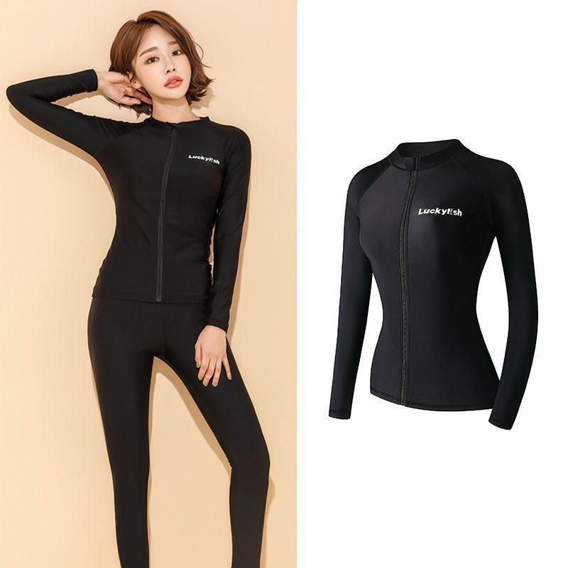 Womens 2-Piece UV Protection Wetsuit Set Snorkeling Surfing Swimming Long Sleeve Quick Dry Rash Guard