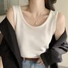 Стильная элегантная модная женская повседневная жилетка H309 белая майка-камисоль Ms. Летние свободные черные топы без рукавов с внутренней отделкой и внешней вафельной тканью