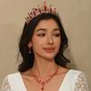Свадебное колье и серьги, набор, цепочка, свадебное колье, аксессуары, колье-корона, серьги, свадебный головной убор из трех частей