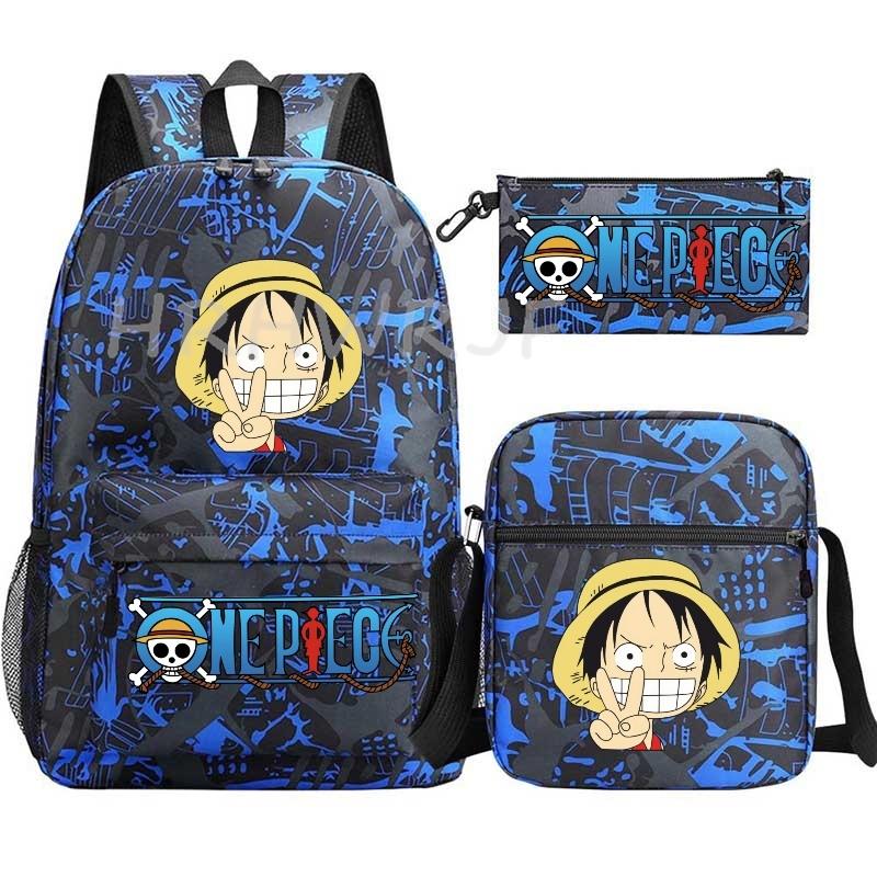 Аниме ONE PIECE Рюкзак Манки Д. Луффи Вместимость Повседневный Студенческий Школьная сумка 3 шт. Легкий Женский Мужской Для путешествий Повседневный Mochilas