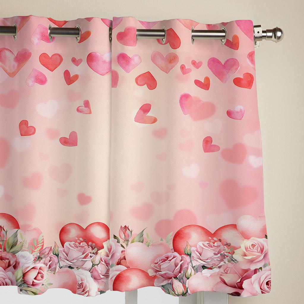 День святого Валентина Розы Любовь Оконные Шторы для Гостиной Спальня Шторы Современные Кухонные Жалюзи Портьеры Шторы