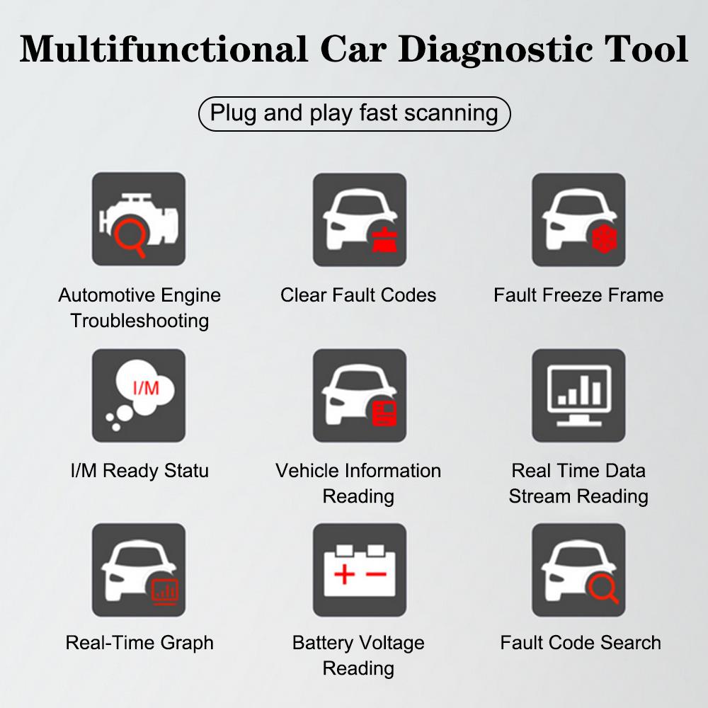 Fault Code Clear Car Diagnostic Tools EOBD OBD 2 Scanner Auto Accessories Universal V410 16 Pin OBD2 Code Reader Engine Battery O2 Sensor EVAP Tester