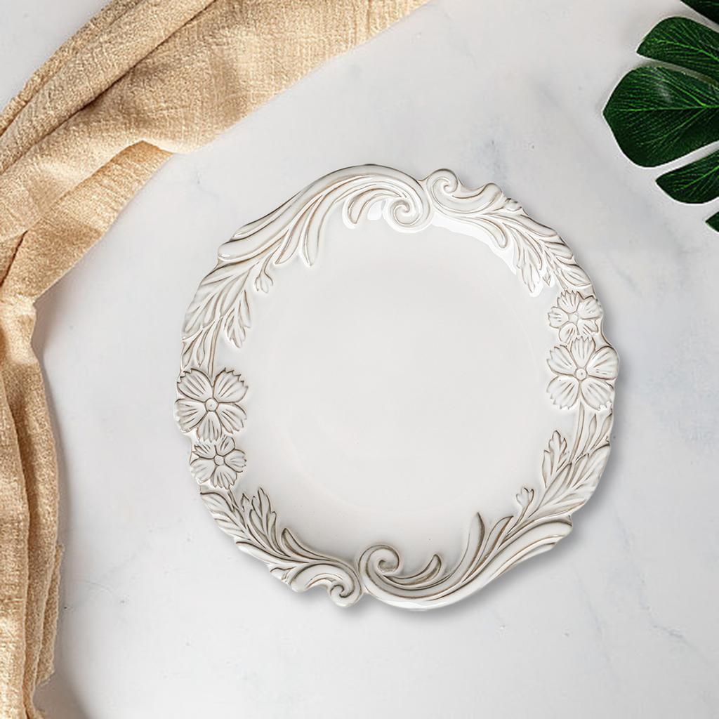 Vintage Relief Palace Style Tableware Ceramic Dinner Plate Ceramic Plate Vintage Style Decoration European Dessert Shallow Dish