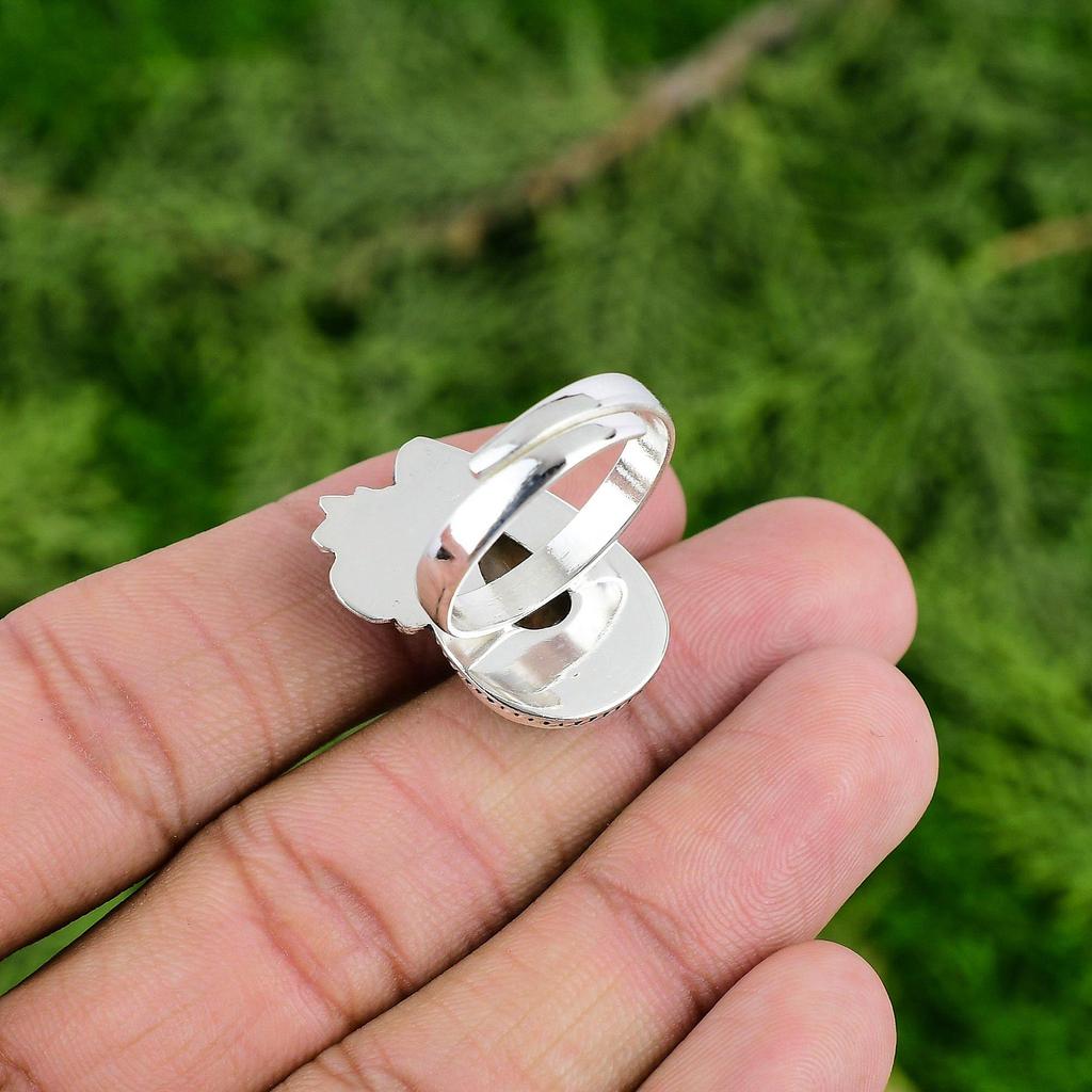 925 Sterling Silver Pear Natural Mookaite Multi Stone Flower Sister Ring Jewelry