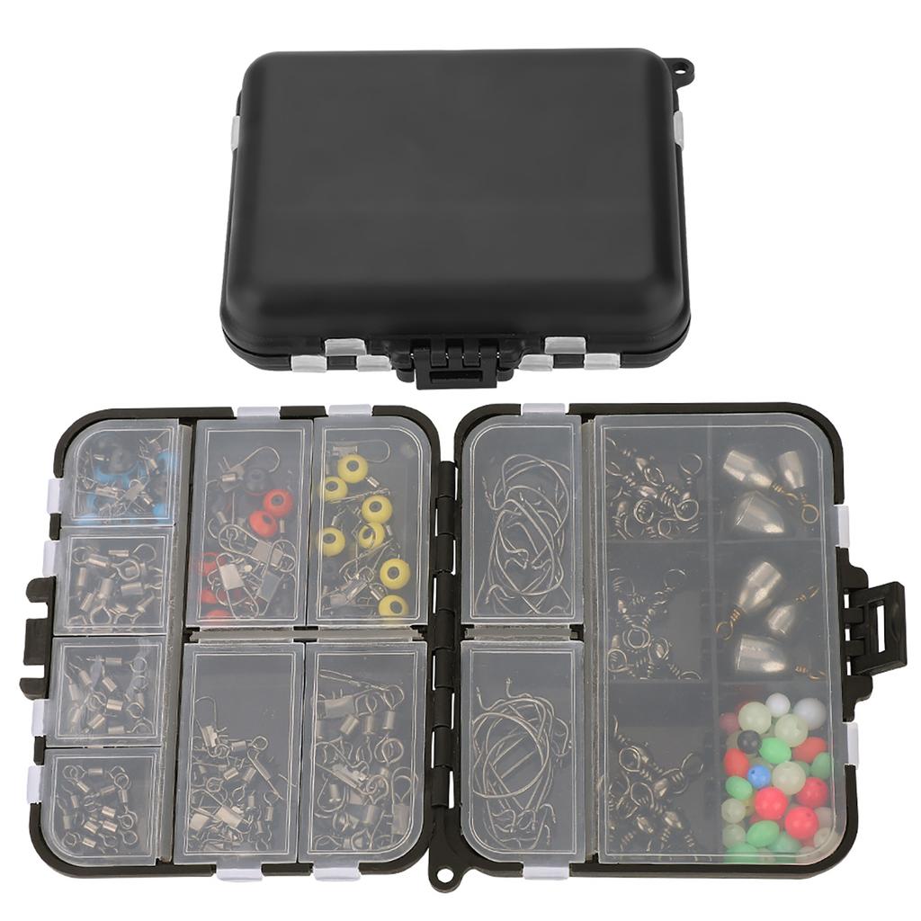 160pcs Fishing Accessories Kit Jig Hooks Swivel Bead with Tackle Box Kit