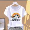(Asian Size) Short Sleeve T-shirts T Clothing Cartoon Letter Trend 90s Casual Fashion Print Female Casual Women's Top Graphic Tee
