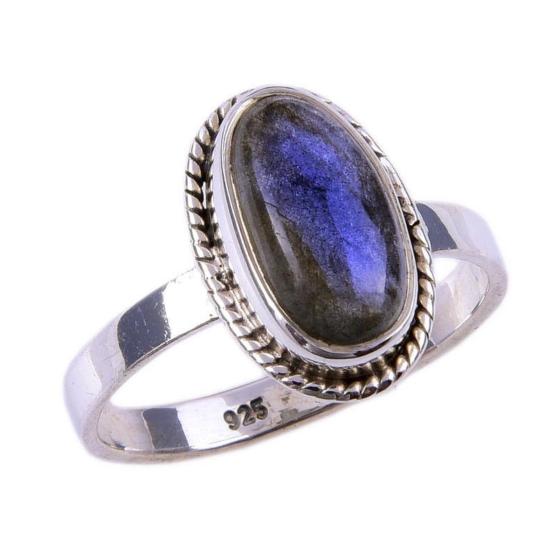 Natural Labradorite Gemstone Handmade 925 Solid Sterling Silver Ring Size 8 b2r68