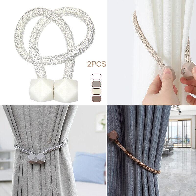 Set of 2 Strong Magnetic Curtain Tiebacks with Buckle Clips