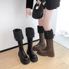 Два сапога до колена для женщин 2025 осень и зима новые ботинки Мартин на толстой подошве для маленького человека выше и стройнее длинные сапоги