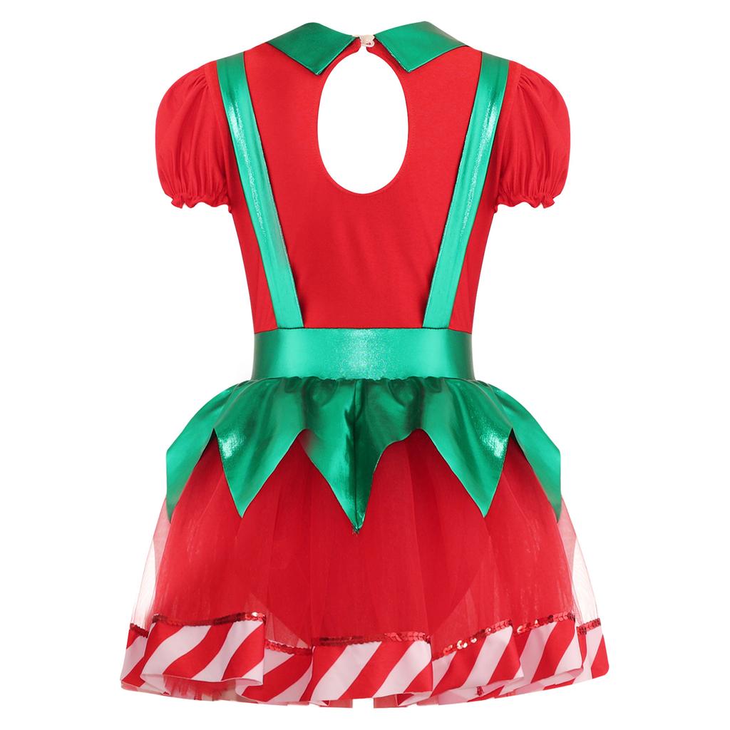 Дети Девочки Рождество Хэллоуин Рождество Новый год Костюм Балет Гимнастика Катание Платье Контрастный Цвет Сетка Трико Пачка Танцевальная Одежда
