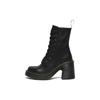 Dr. Martens Chesney Leather Flared Heel Lace-Up Short Mid-Calf Boots Unisex Boots Black 26701001