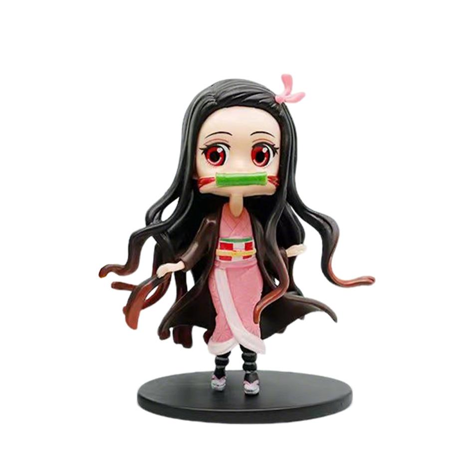 Demon Slayer 8Pcs/Set Q Version Figures Tanjiro Nezuko Rengoku Mitsuri PVC Collectible Model Toy Gift for Anime Fans
