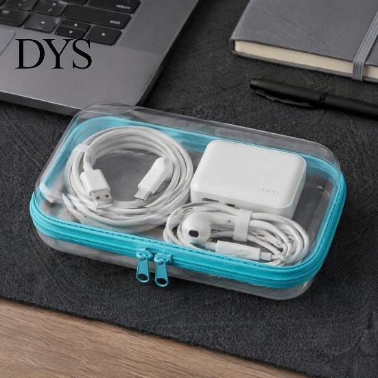 Earphone Cable Carrying Case Clear Zipper Storage Bag, Durable Hard Shell Portable Case, Pill Box for Travel Dustproof Container, Headphones Pills And