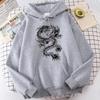 Black Dragon Print Hoodies Fashion Quality Clothes Classic Simplicity Tracksuit Harajuku All-Match Clothing