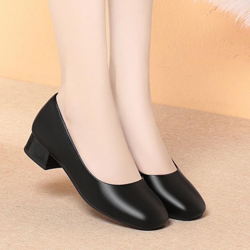 Модная рабочая обувь для женщин Черная Рабочая обувь с мягкой подошвой Профессиональная Рабочая Кожаный верх Обувь для собеседования Стюардессы Удобная