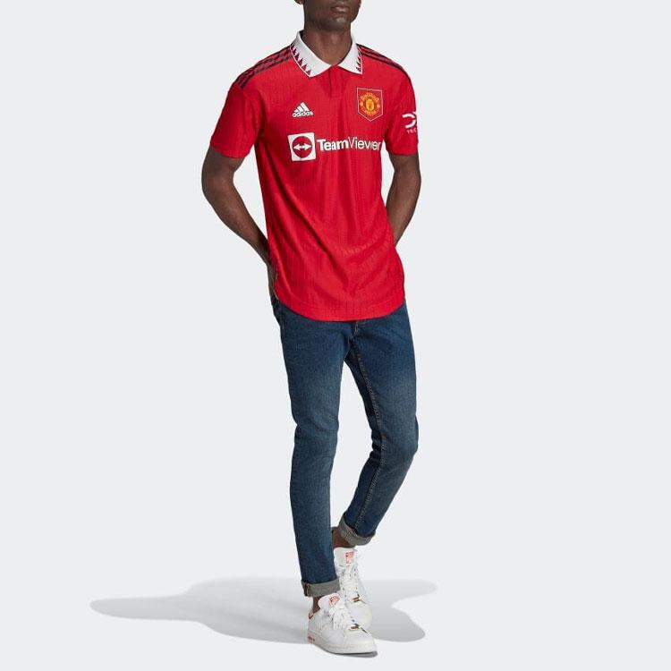 Adidas Letter Logo Sports Short Sleeve Football Jersey Home 22/23 Manchester United Men jersey Red H13889