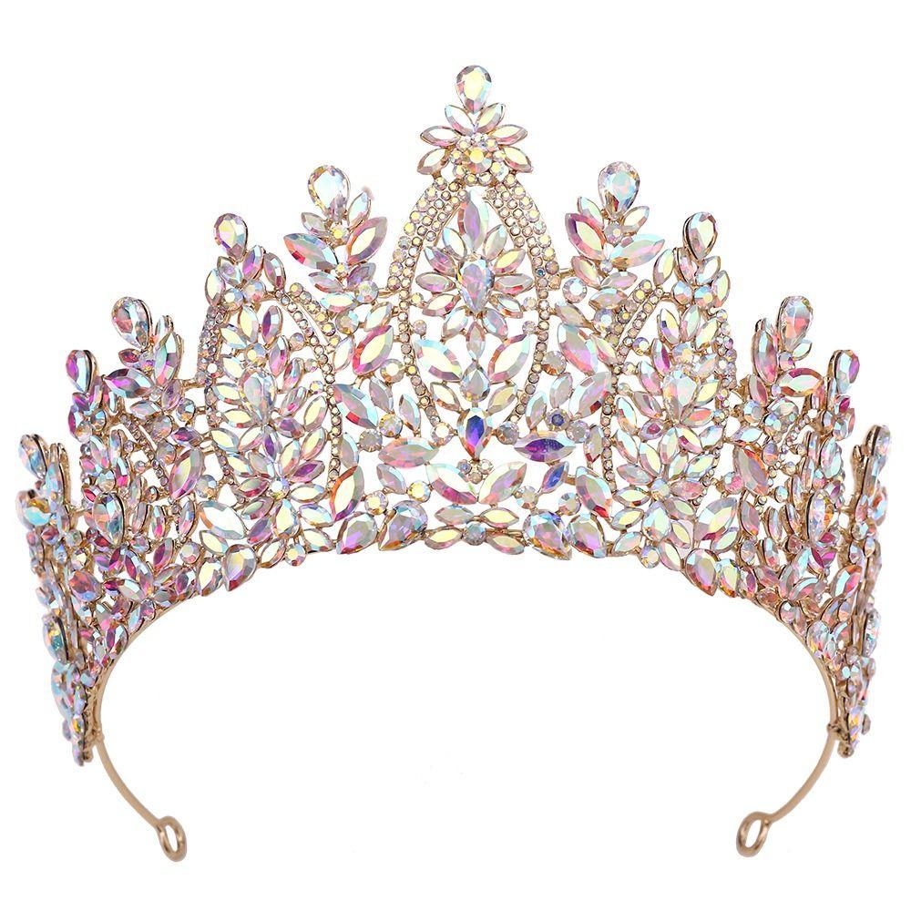 Large Size Bridal Tiara Multi Color Pageant Crown Diadem Queen Princess Headband Bridal Party