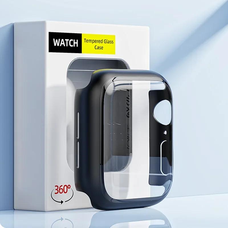 Закаленное стекло для Apple Watch Se Case 9 8 7 6 5 4 38 40 мм Аксессуары Защитная пленка для экрана iWatch Series 44 мм 45 мм 41 мм 42 мм