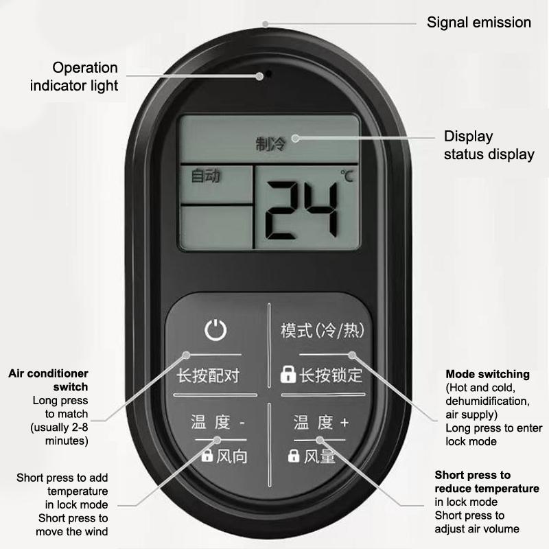 Universal AC Remote Control Mini Portable Glow Buttons LCD Display Suitable for Home Hotel Travel Use
