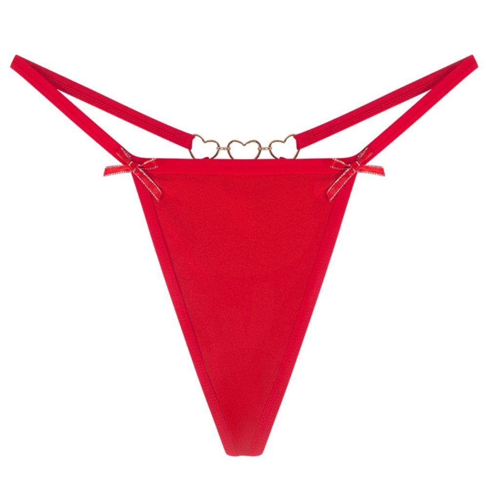 Solid Color Sexy G-String Heart Buckle Traceless Briefs Seamless Bow Thong Lady