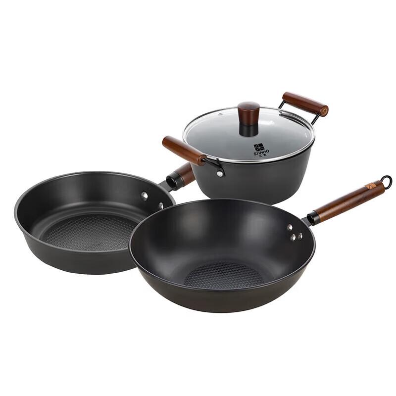 Sanhe Nitrogen Hammered Iron Wok Set