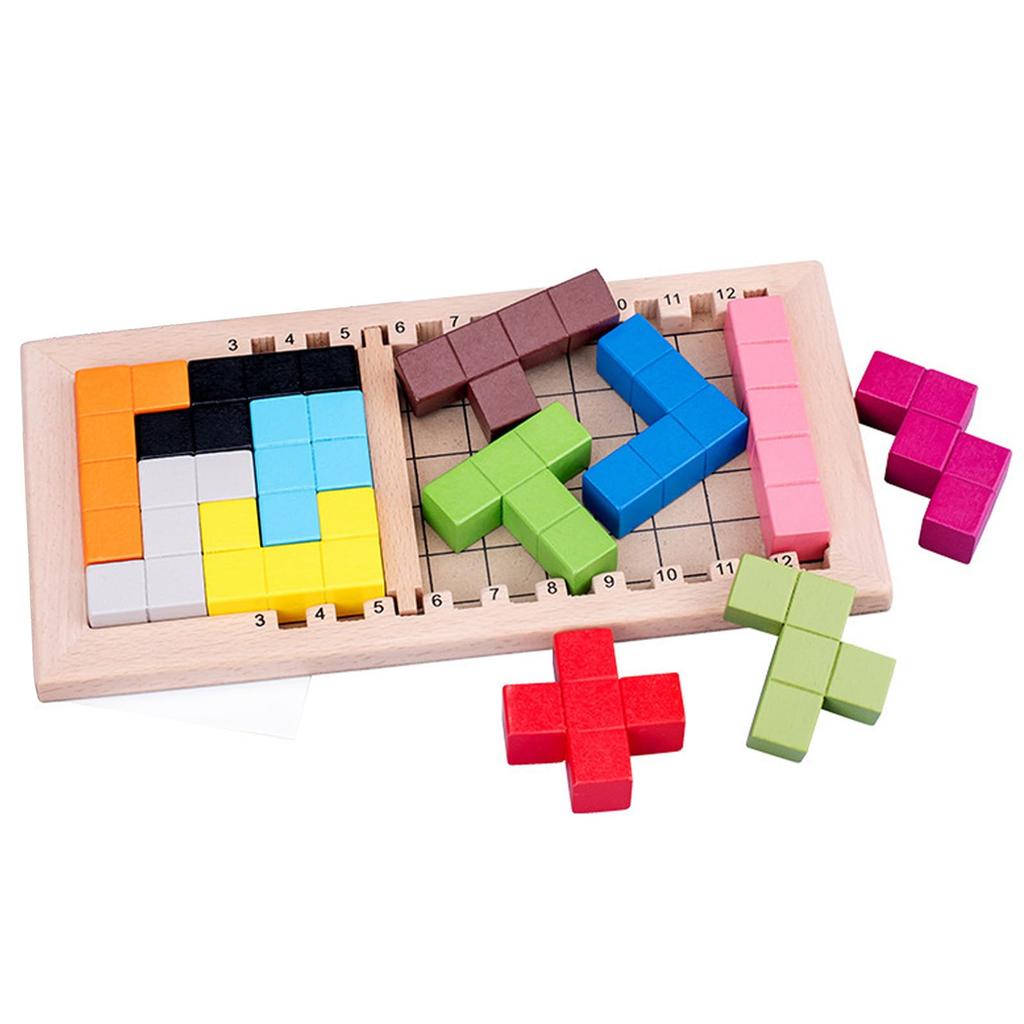 Refoiner Educational Wooden Puzzle Game, Brain Training Toy, Jenga, Endless Puzzle, Numerous Combinations, Educational, Shape Matching, for