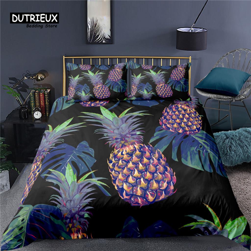 Luxury 3D Pineapple Print Home Living Comfortable Duvet Cover Pillowcase Kid Bedding Set Queen and King EU/US/AU/UK Size