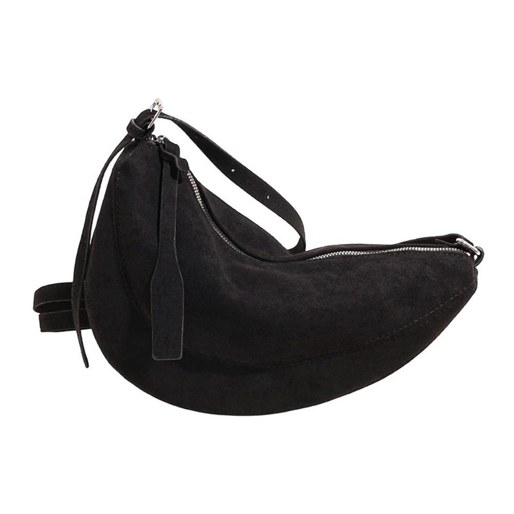 Simple Suede Leather Crossbody Bag Zipper Soft Shoulder Bag Commuting Bag Commuting