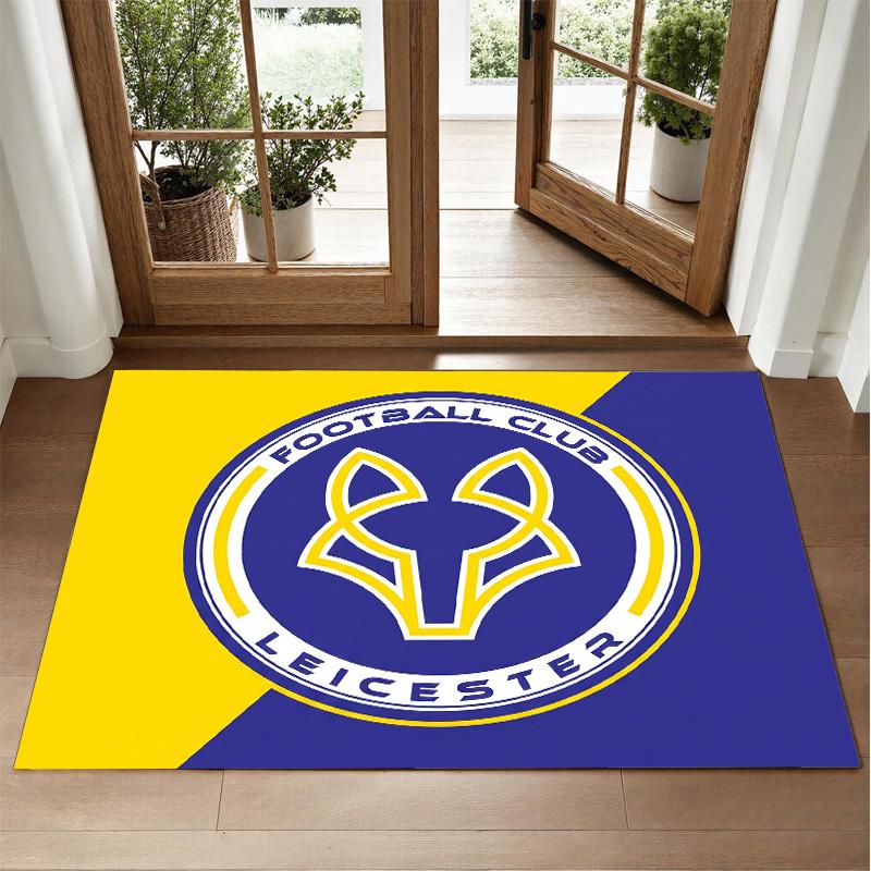 Leicester City Football Design Crystal Velvet Rug Soft Decorative Mat for Bedroom Entrance