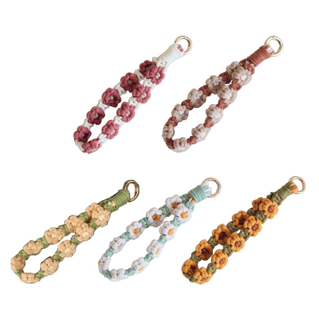 Макраме Цветок Браслет-брелок Ремешок для ключей Ремешок на запястье Браслет Брелок Пасхальные подарки Брелок Декор для вечеринки