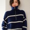 Soft Luxury Cashmere Polo Collar Sweater for Women - Thick, Loose Knit Pullover for Autumn and Winter