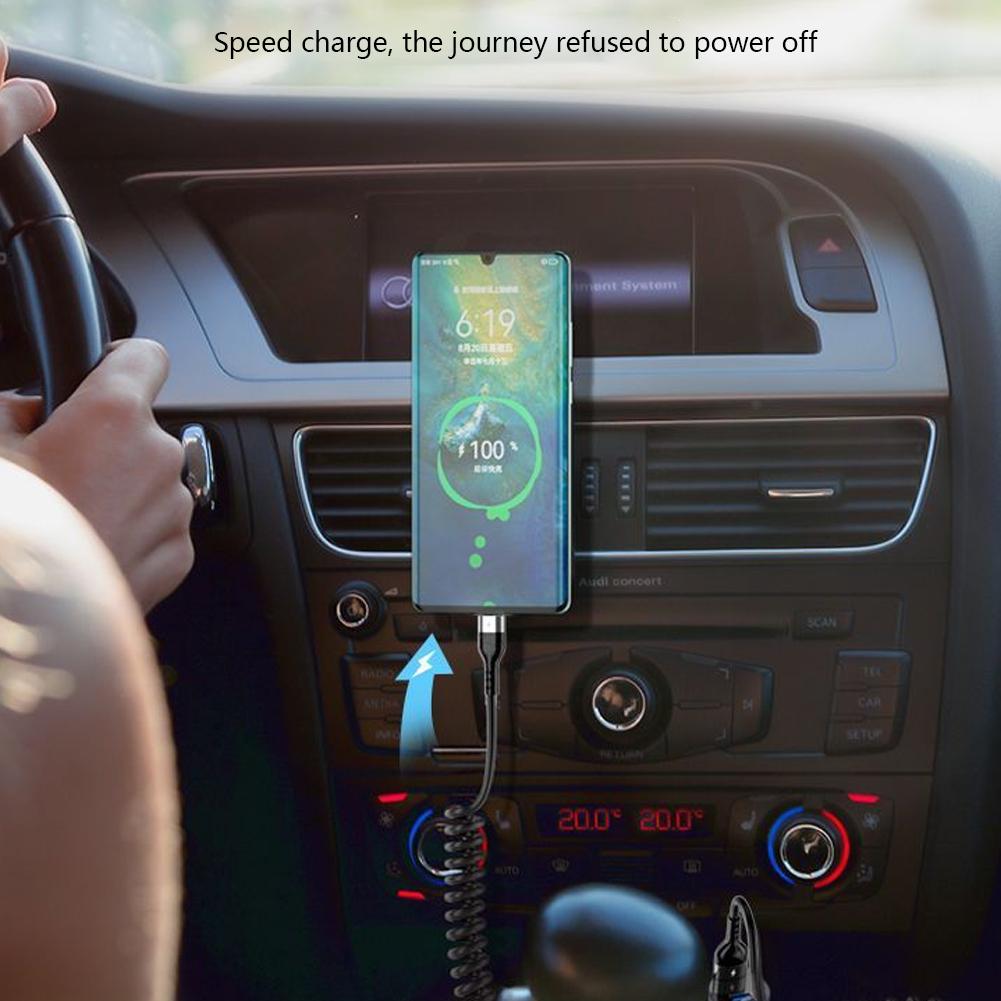 Spring Telescopic 100W 5A Fast Charging Type C Data Cable USB Micro Car Phone Charger for iPhone13 14 Pro Sumsung Xiaomi POCO