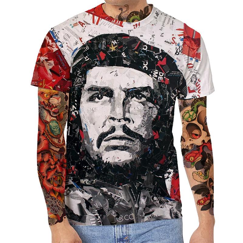 Summer Round Neck 3D Art Print Top Fashionable Casual Short Sleeved Men's T-shirts