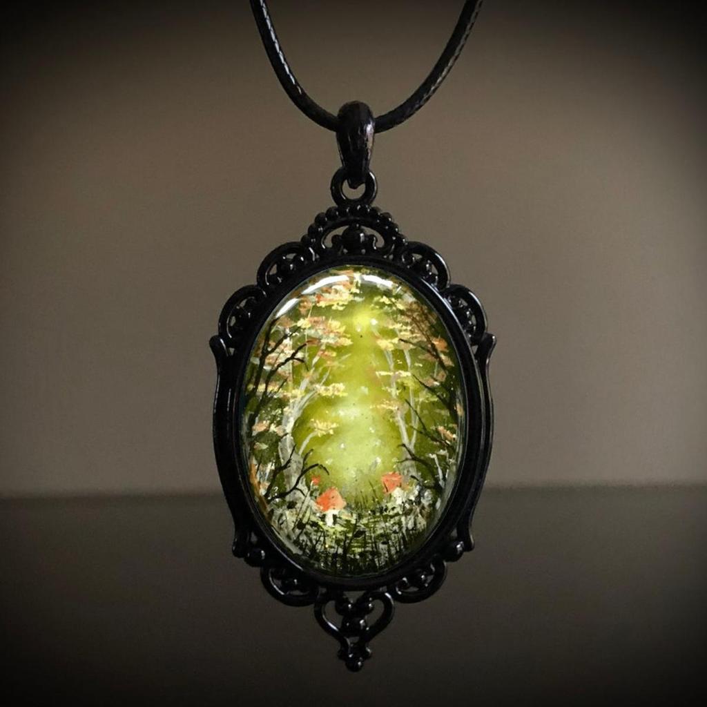 Jun'an Gothic Raven Forest Pendant Charm Necklace