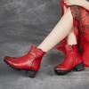 Ethnic Style Fall and Winter Women's Boots Head Layer Cowhide Thick with Soft Bottom Waterproof Boots Round Head Fashion Cotton Shoes