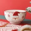 Christmas Ceramic Bowls Nordic Elk Christmas-tree Pattern Fruit Salad Bowl Kid Gift Noodle Rice Soup Bowl Home Kitchen Tableware