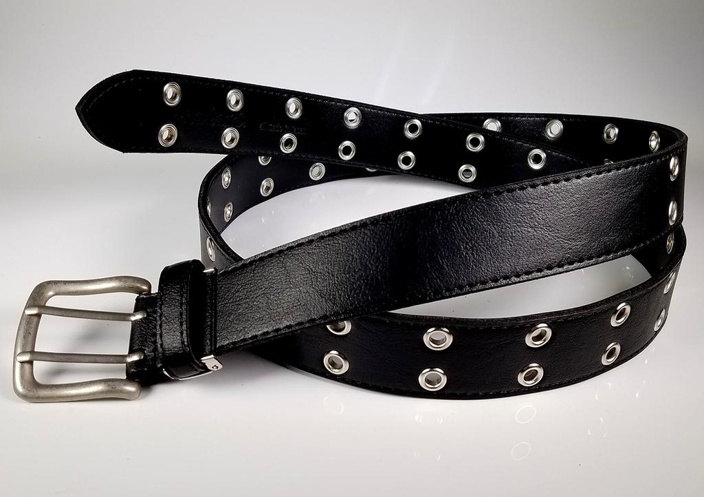 Sealand Двурядный ремень с люверсами, ширина 40 мм, сделано в Японии, 50-130 см, широкий, черный,