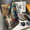 New 100% Nature Silk Square Scarf for Women Retro Floral Print Neckerchief Hairband Foulard Lady Kerchief Bag Ribbons Headband