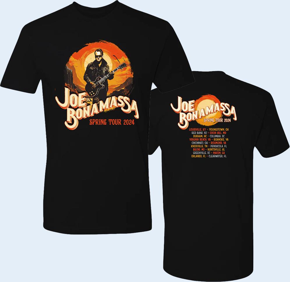 2 sides 2024 Europe Spring Tour Joe Bonamassa Shirt Black Unisex S-5XL 1J0276 Unisex T-Shirt