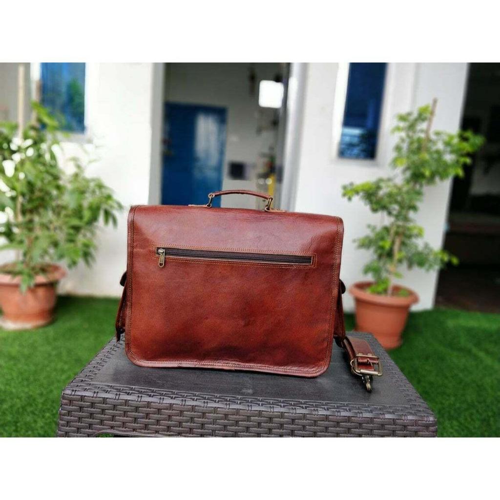 Новая большая мужская компьютерная сумка из настоящей винтажной коричневой кожи через плечо для ноутбука