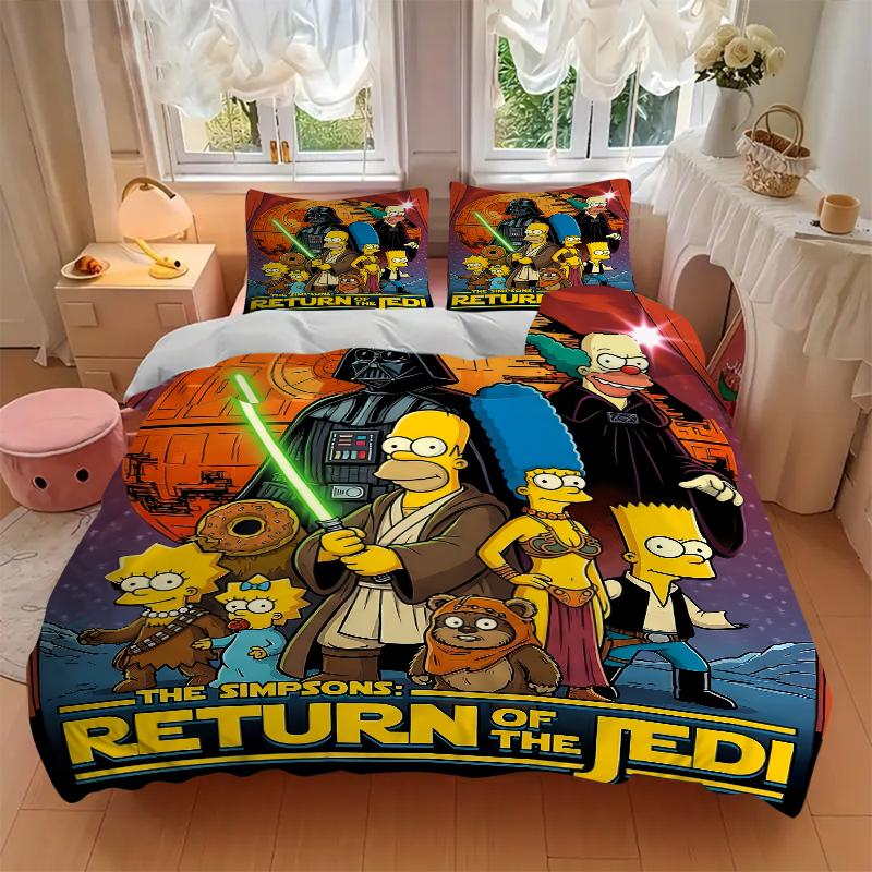 3Pcs Simpsons Jedi Return Poster Bedding Sets For All Sizes New 3D Printed Bed Cover Comforter Duvet Cover Pillowcase Bedroom Decoration