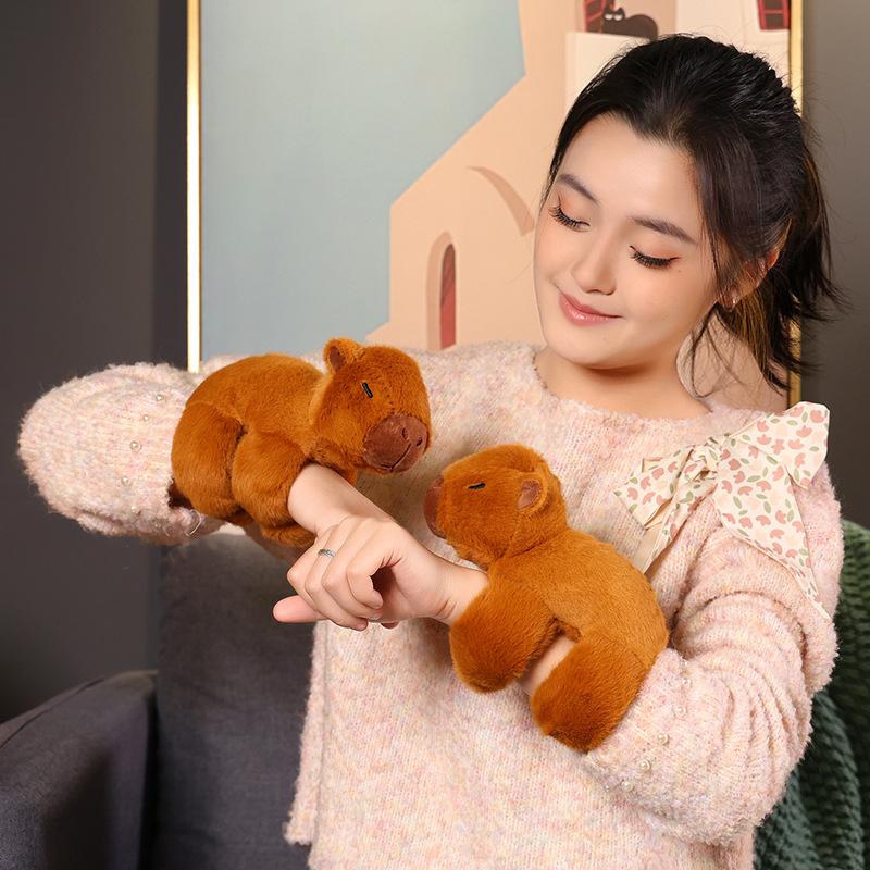 Capybara Clap Circle Toys Slap Snap Wrap Wristband Bracelet Capibara Plush Hand Ring Fun Pop Circles Toy for Kids Girls