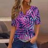 Women's T Shirt Print Button Short Sleeve Daily Weekend Fashion Basic V- Neck Regular Top