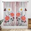 Vintage Daisy Curta,Rustic Farmhouse Floral Retro Brown Wooden Board Spring Wildflower Farm Window Treatment Bedroom Living