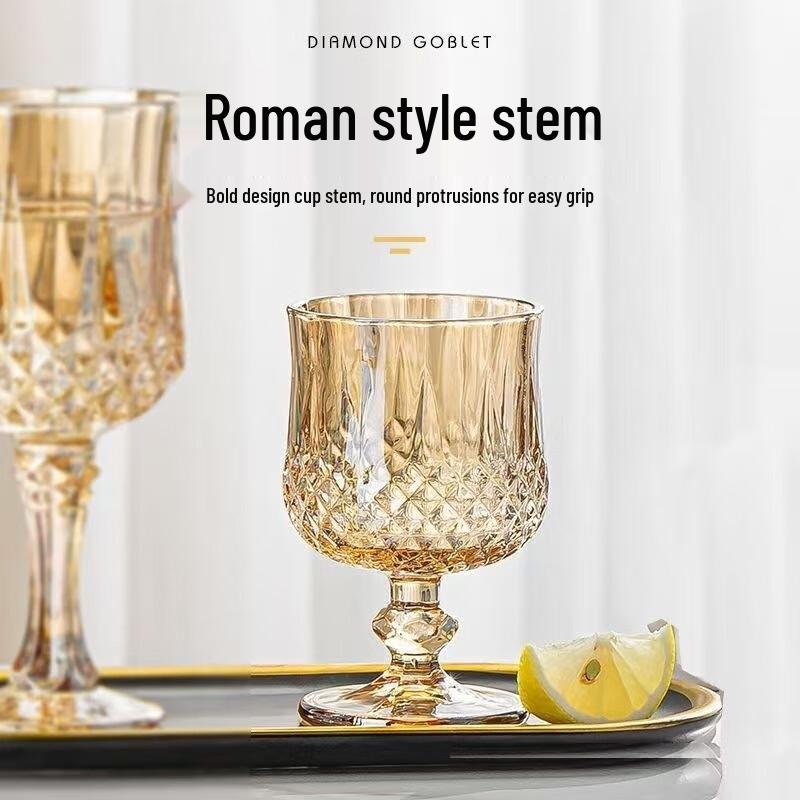 Стеклянные бокалы для вина Changqi с янтарным ромбовидным узором, утолщенные