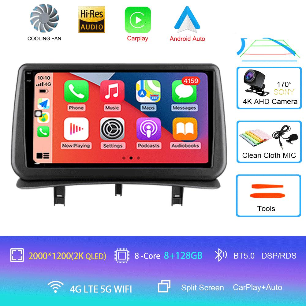 Видеоплеер Android14 Carplay для Renault Clio 3 Clio3 2005 2006 2007 2008 2009 - 2014 Мультимедийное автомобильное радио WIFI+4G DSP Stereo