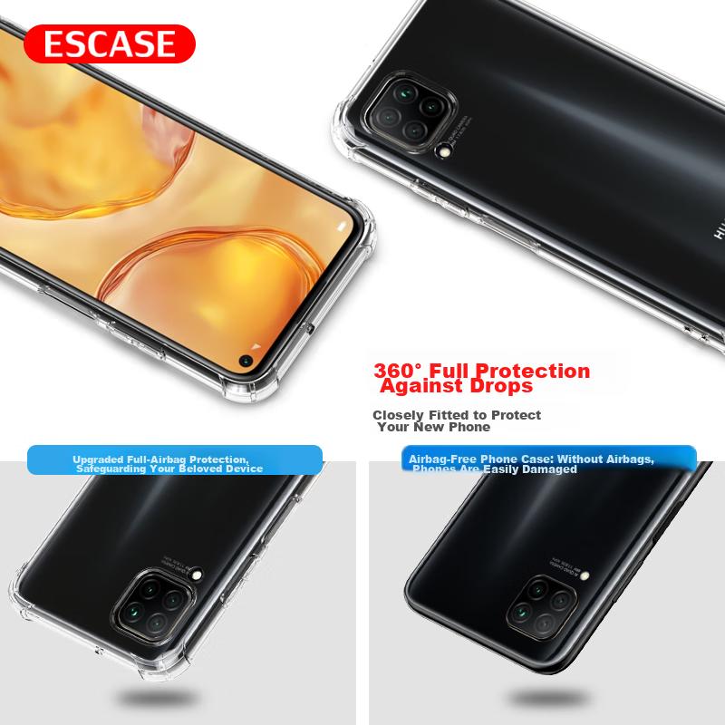 ESCASE Huawei Nova 6 SE Phone Case, TPU Full Coverage Airbag Shockproof Case (With Lanyard Hole), ES-Ip9 Series Upgraded Version, Translucent White