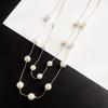 Womens Sweater Chain Double Simulation Pearl Beads Necklace Jewelry Accessories Gift MIT