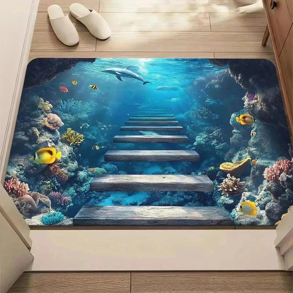1PC Boat Kitchen Rugs Non-Slip Home Door Mats Pop design Bathroom Rugs Bath Mat Carpet for Home Sink Laundry Decor